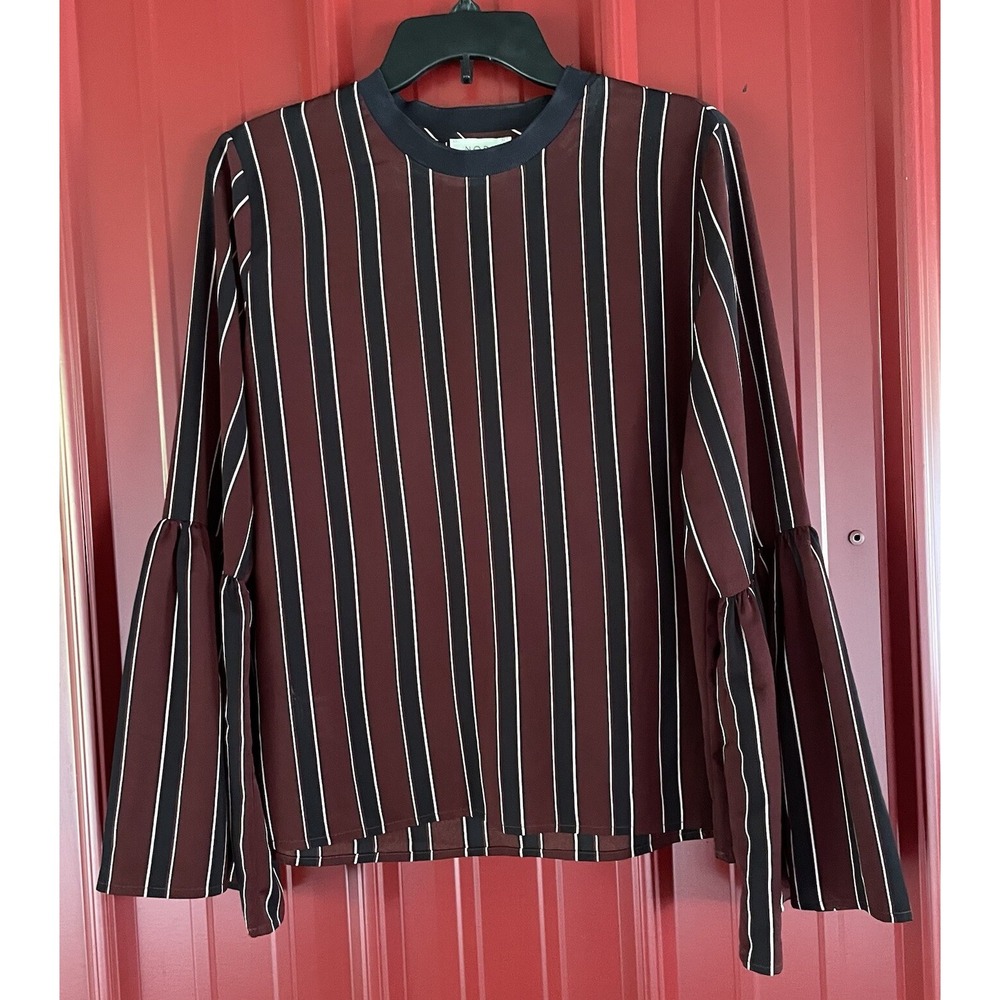 Anthropologie Norr Top Striped Long Sleeve Crewneck Polyester Womens Medium